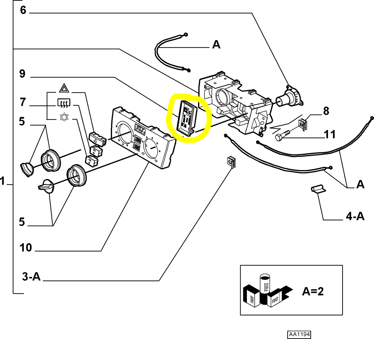 Lancia Ypsilon Circuito Stampato Comandi Riscaldamento e Ventilazione Nuovo Originale 77364060