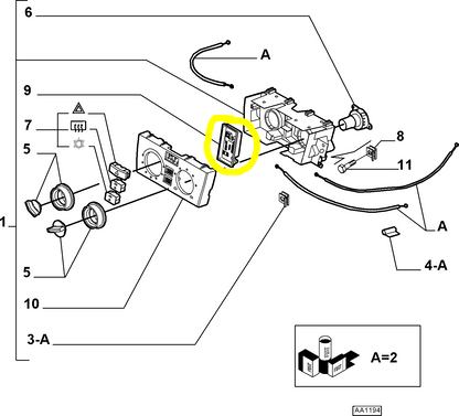 Lancia Ypsilon Circuito Stampato Comandi Riscaldamento e Ventilazione Nuovo Originale 77364060