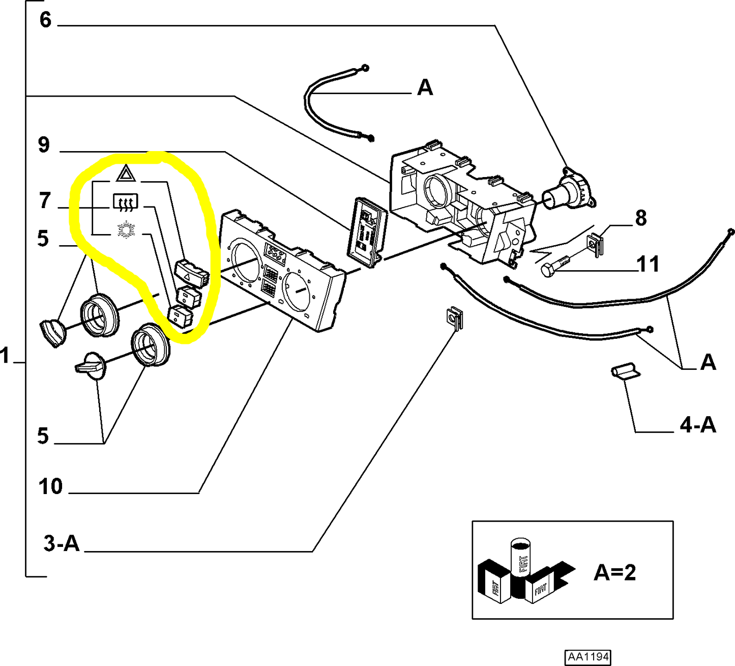 Lancia Ypsilon Kit Revisione Interruttori Comandi Climatizzatore Nuovo Originale 77362477 77362499