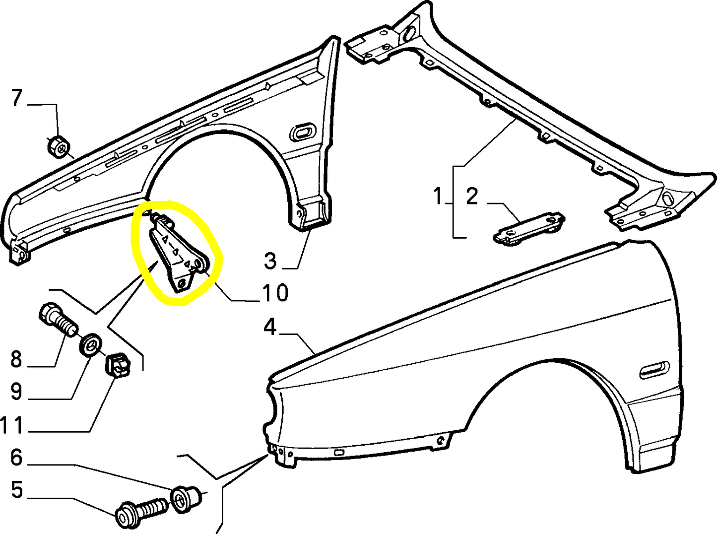 Lancia K Alfa Romeo 166 Front Right Fender Joining Element Bracket New Original 7783576 60813908