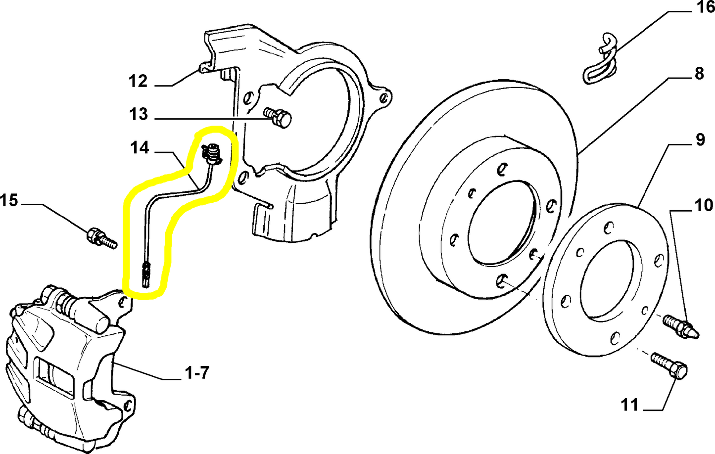 Lancia Dedra 1800 ABS Front Brake Electric Cable New Original 7720760 60808147