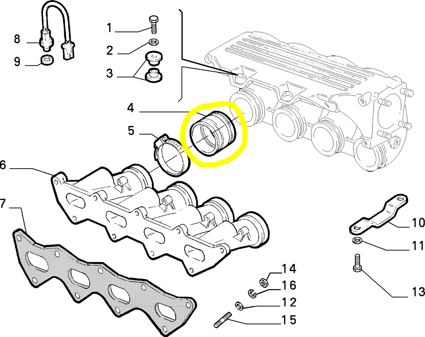 Lancia Thema 2000 TB e 16V Delta e Dedra Manicotto Flessibile Condotto di Aspirazione Nuovo Originale 46413472 60811702