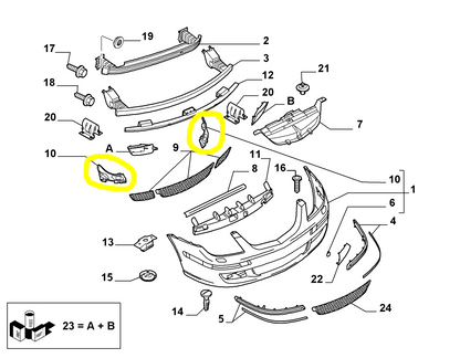 Lancia Phedra Right and Left Front Bumper Support New Original 9464231888