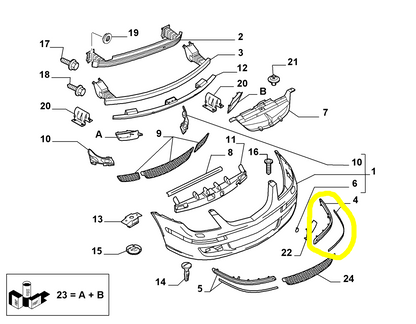 Lancia Phedra Front Bumper Left Moulding New Original 9464231988