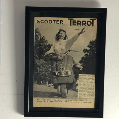 Terrot, Pubblicità Anno 1954 Scooter Terrot con Specifiche Tecniche in Francese - Raggi's Collectibles' Automotive Art