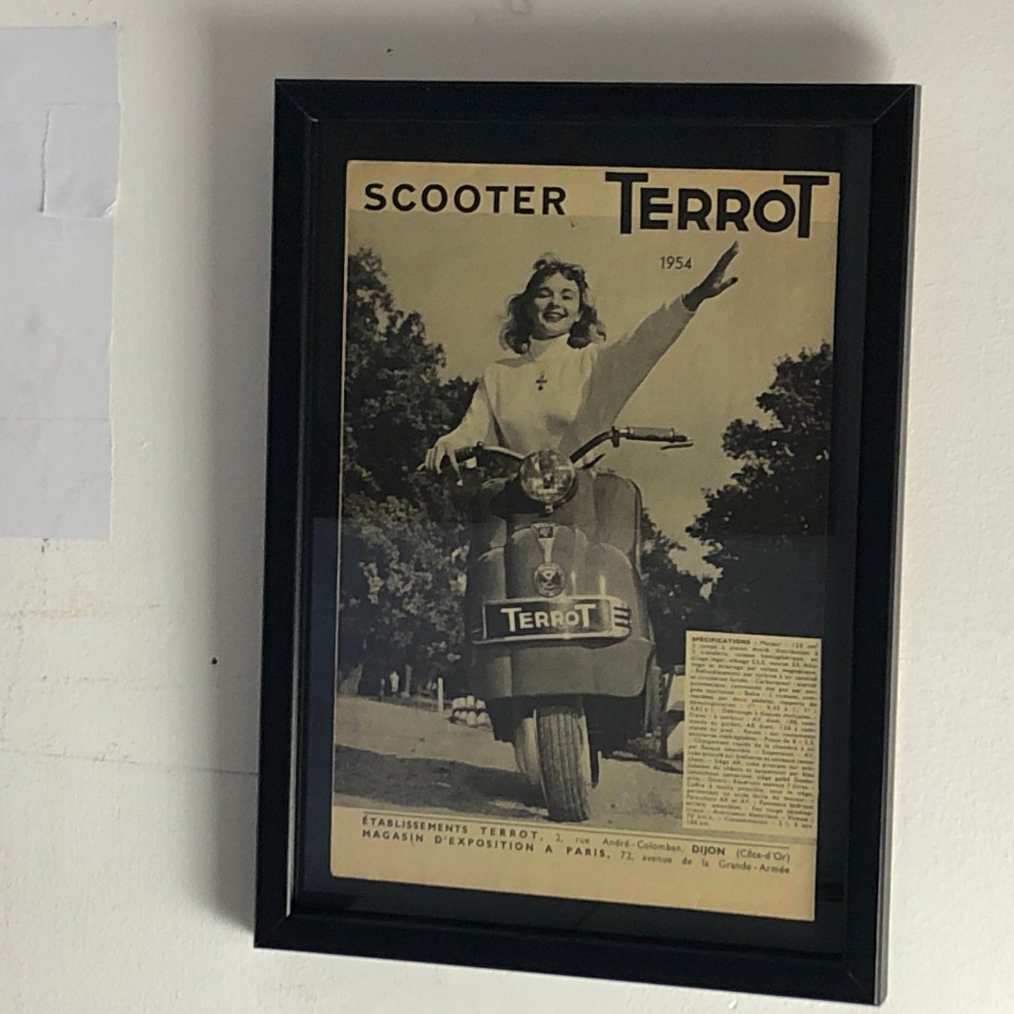 Terrot, Pubblicità Anno 1954 Scooter Terrot con Specifiche Tecniche in Francese