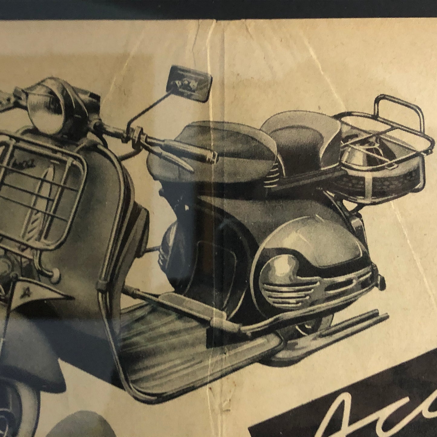 Piaggio, Pubblicità Anno 1954 per Accessori Vespa con Didascalia in Francese - Raggi's Collectibles' Automotive Art