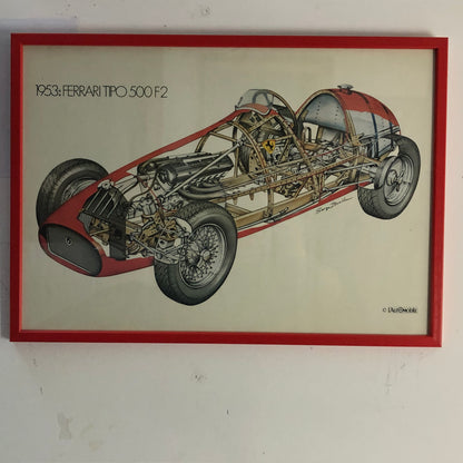 Ferrari, Stampa del Disegno Realizzato da Serge Bellu della Ferrari Tipo 500 F2 - Raggi's Collectibles' Automotive Art