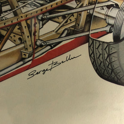 Ferrari, Stampa del Disegno Realizzato da Serge Bellu della Ferrari Tipo 500 F2 - Raggi's Collectibles' Automotive Art