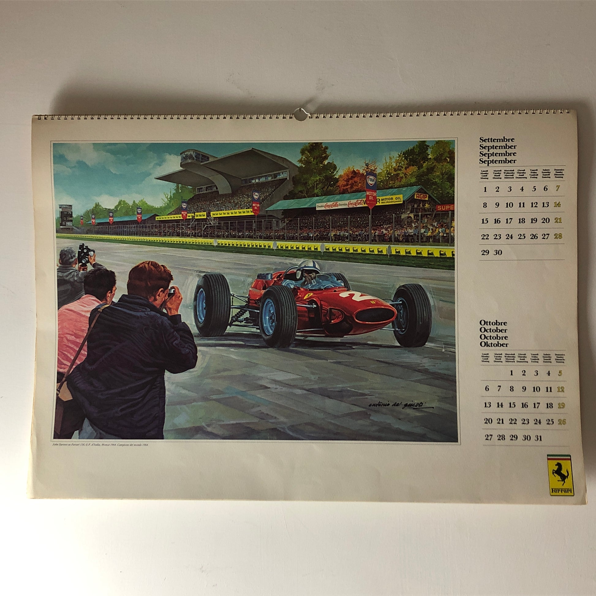 Ferrari, Calendario Ferrari del 1980 Realizzato da Dipinti di Antonio de Giusti - Raggi's Collectibles' Automotive Art