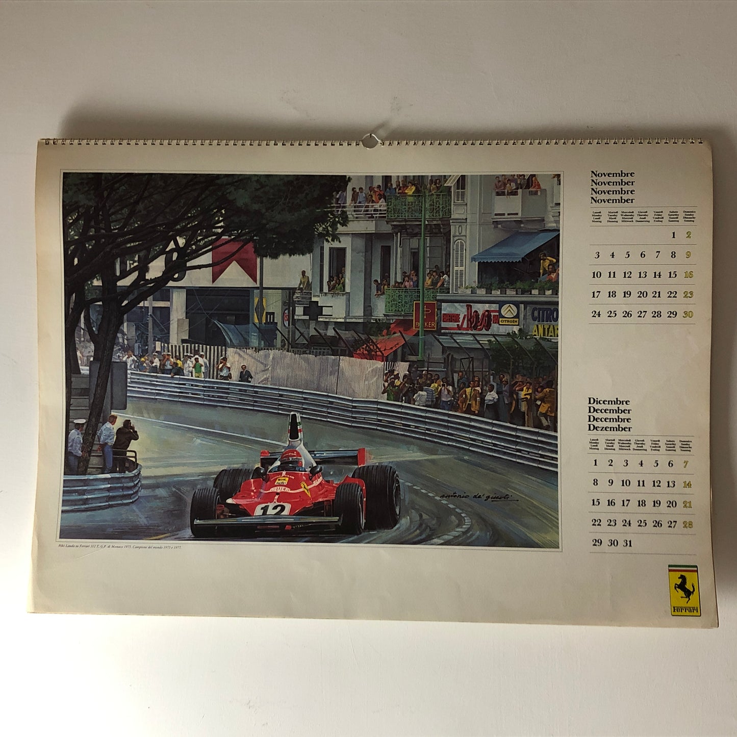 Ferrari, 1980 Ferrari Calendar Made from Paintings by Antonio de Giusti