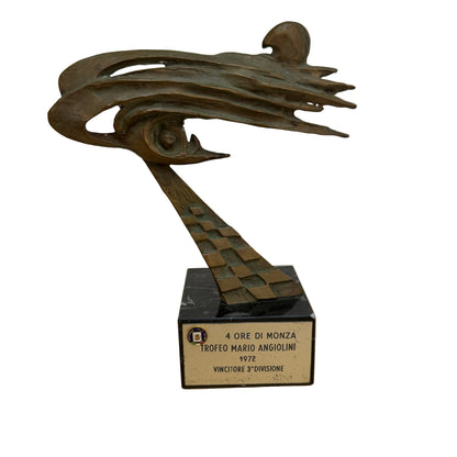 Scuderia Jolly Club, Trofeo 4 Ore di Monza 1972 Trofeo Mario Angiolini Vincitore 3ª Divisione Originale d'Epoca in Bronzo su Base in Marmo - Raggi's Automobilia e Ricambi Auto
