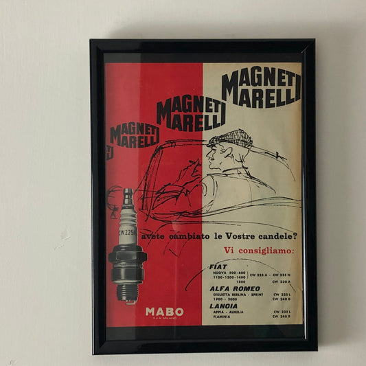 Magneti Marelli, Pubblicità Anno 1960 Candele Magneti Marelli per FIAT, Alfa Romeo e Lancia - Raggi's Collectibles' Automotive Art