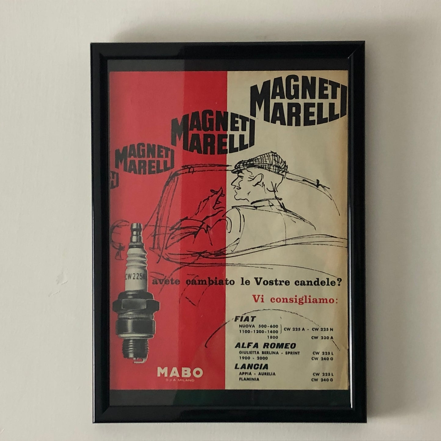 Magneti Marelli, 1959 Advertising Magneti Marelli Spark Plug for FIAT, Alfa Romeo and Lancia