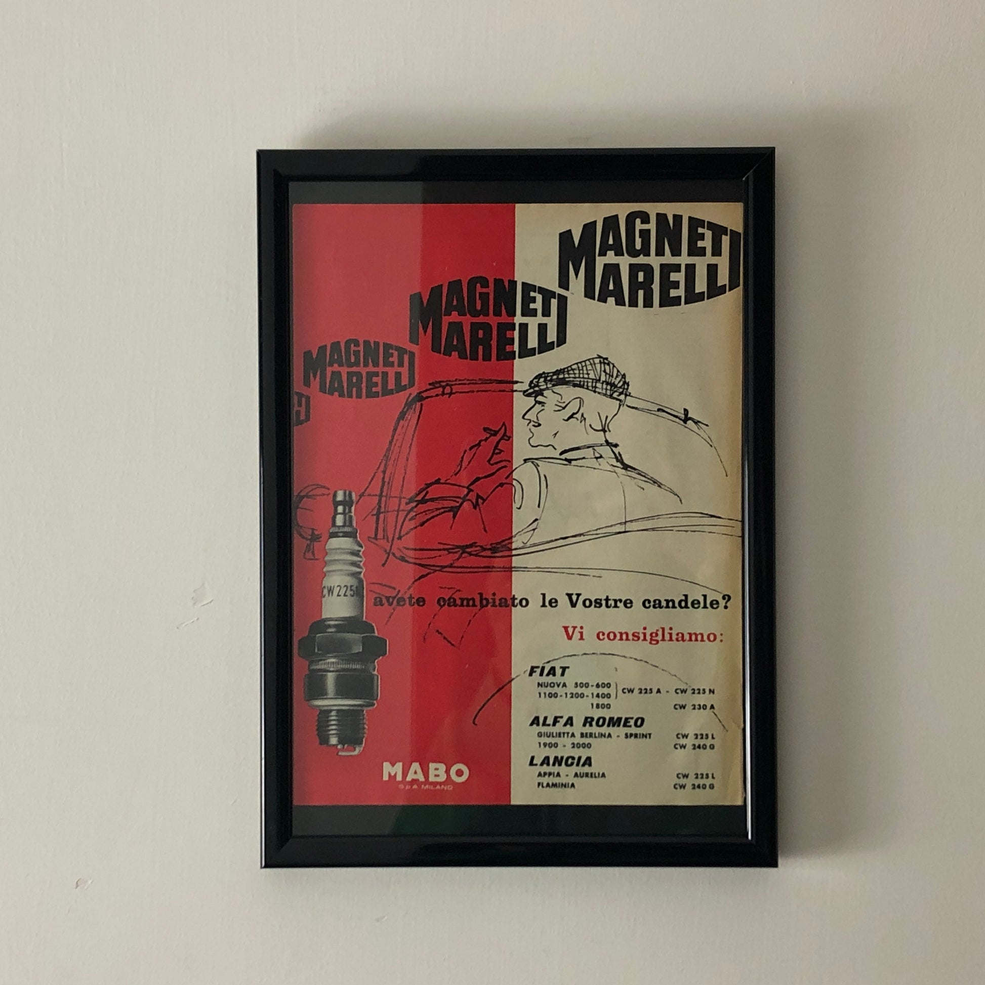 Magneti Marelli, Pubblicità Anno 1960 Candele Magneti Marelli per FIAT, Alfa Romeo e Lancia - Raggi's Collectibles' Automotive Art