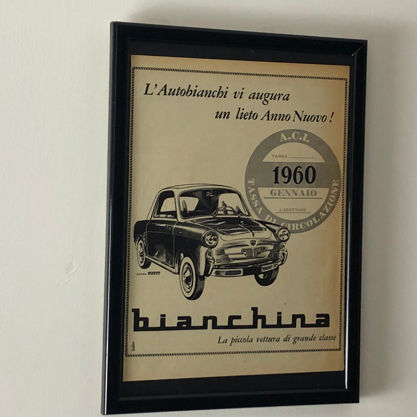 Autobianchi, Pubblicità Lieto Anno Nuovo 1960 Autobianchi Bianchina