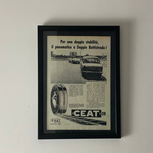 CEAT, Pubblicità Anno 1959 CEAT Pneumatici DB con Didascalia in Italiano - Raggi's Collectibles' Automotive Art