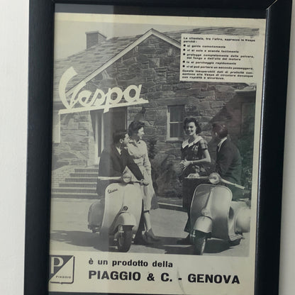 Piaggio, Pubblicità Anno 1960 Piaggio Vespa con Didascalia in Italiano - Raggi's Collectibles' Automotive Art