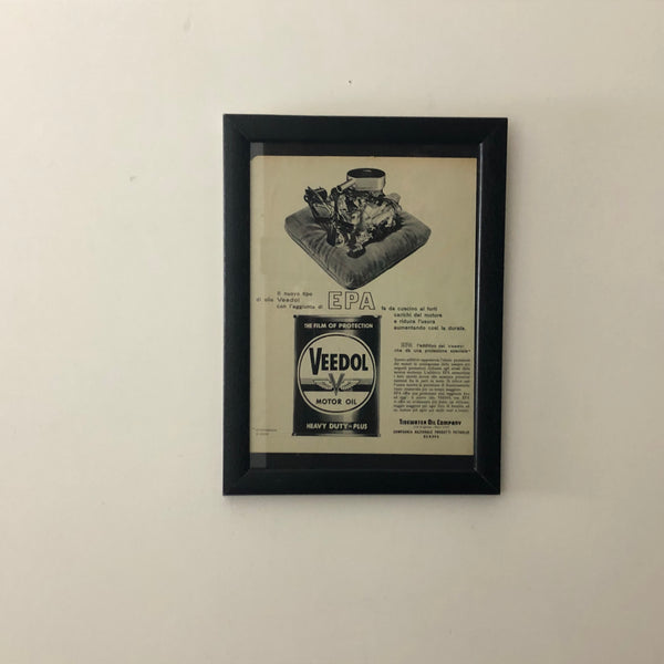Veedol Motor Oil, Pubblicità Anno 1959 Veedol Motor Oil con Didascalia in Italiano