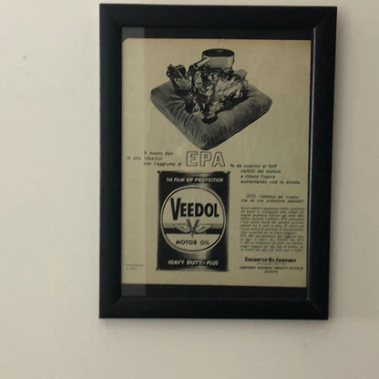 Veedol Motor Oil, Pubblicità Anno 1959 Veedol Motor Oil con Didascalia in Italiano - Raggi's Collectibles' Automotive Art