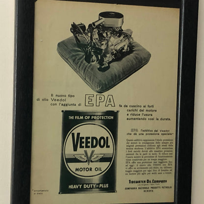 Veedol Motor Oil, Pubblicità Anno 1959 Veedol Motor Oil con Didascalia in Italiano - Raggi's Collectibles' Automotive Art