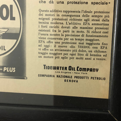 Veedol Motor Oil, Pubblicità Anno 1959 Veedol Motor Oil con Didascalia in Italiano - Raggi's Collectibles' Automotive Art