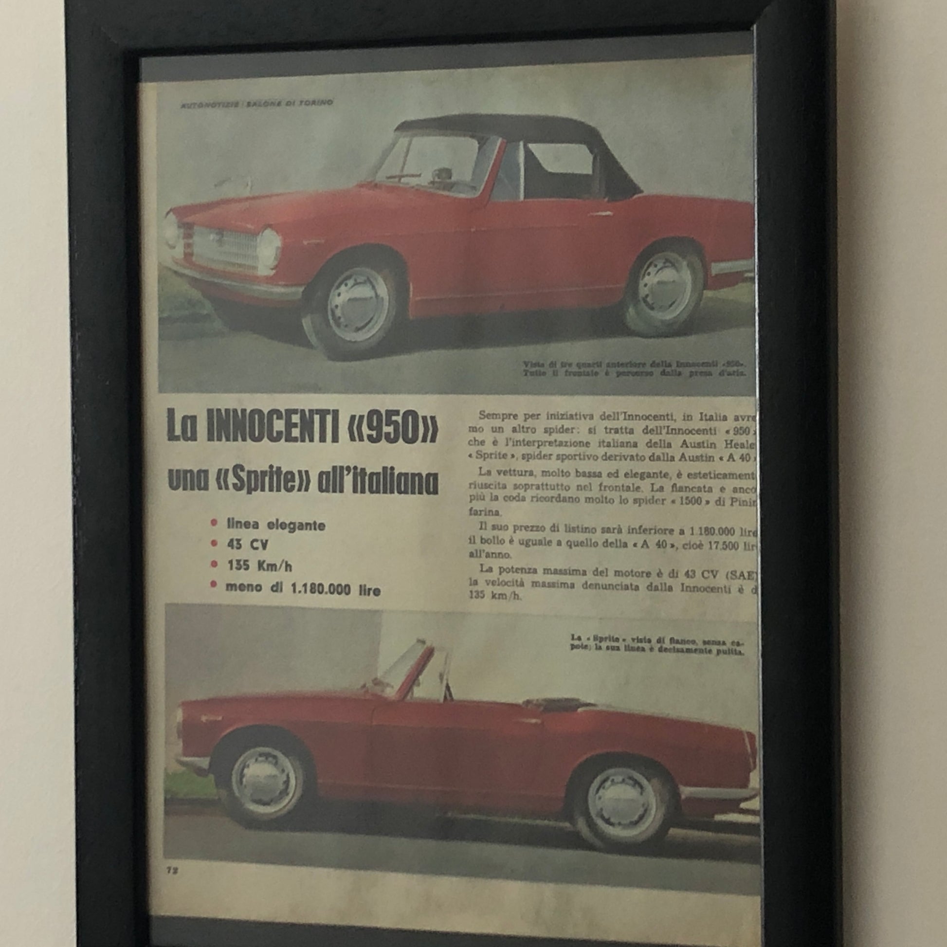 Innocenti, Presentazione Innocenti 950 Anno 1960 con Didascalia in Italiano - Raggi's Collectibles' Automotive Art