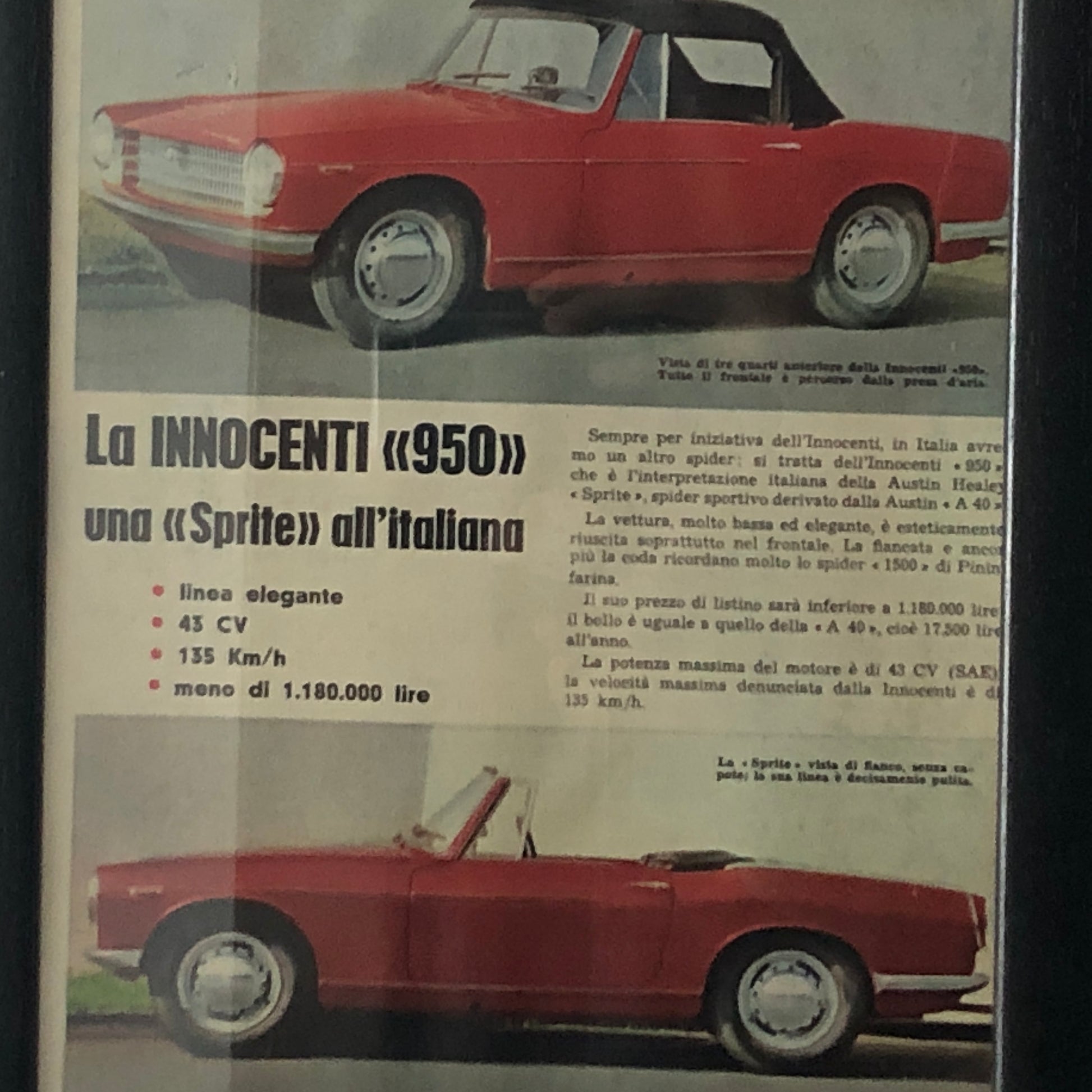 Innocenti, Presentazione Innocenti 950 Anno 1960 con Didascalia in Italiano - Raggi's Collectibles' Automotive Art