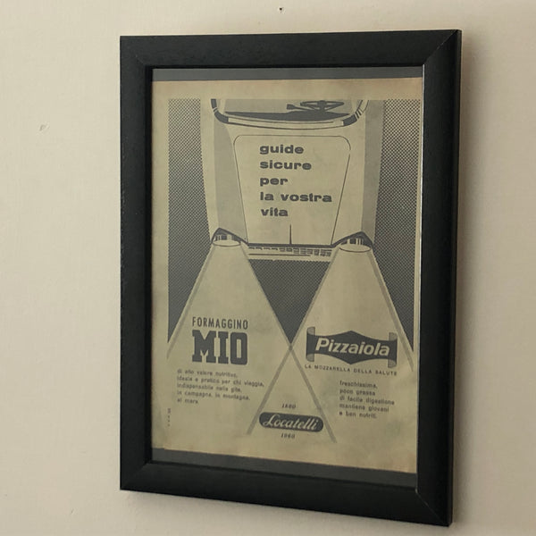 Locatelli, Pubblicità Anno 1960 Formaggino Mio per la Sicurezza Stradale 100 Anni Locatelli