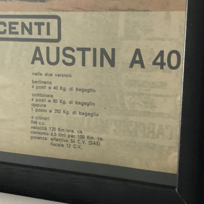 Innocenti Austin-Morris, Pubblicità Anno 1960 Innocenti Austin-Morris A40 Automobile Tanto Attesa - Raggi's Collectibles' Automotive Art