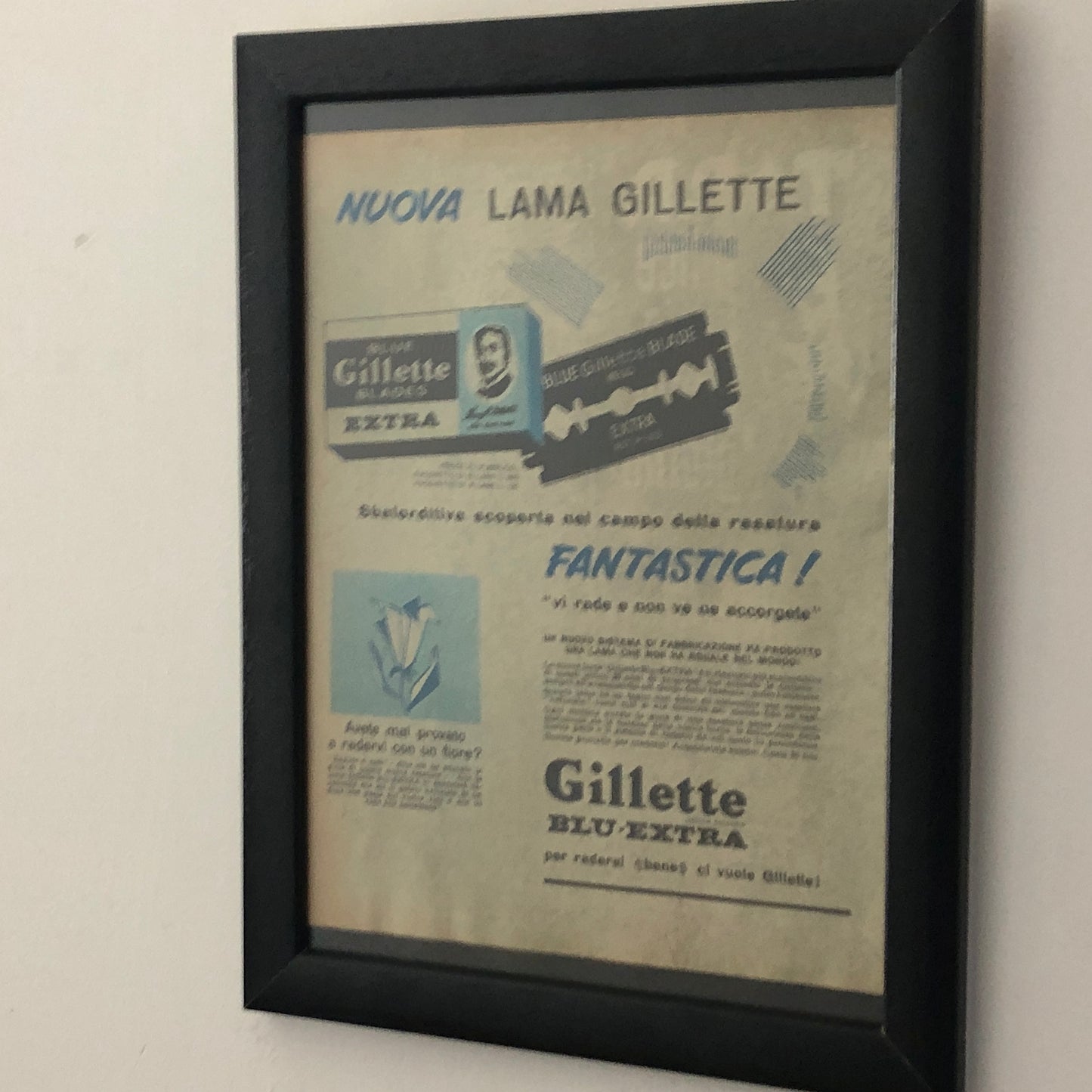Gillette, Pubblicità Anno 1960 Nuova Lama Gillette con Didascalia in Italiano