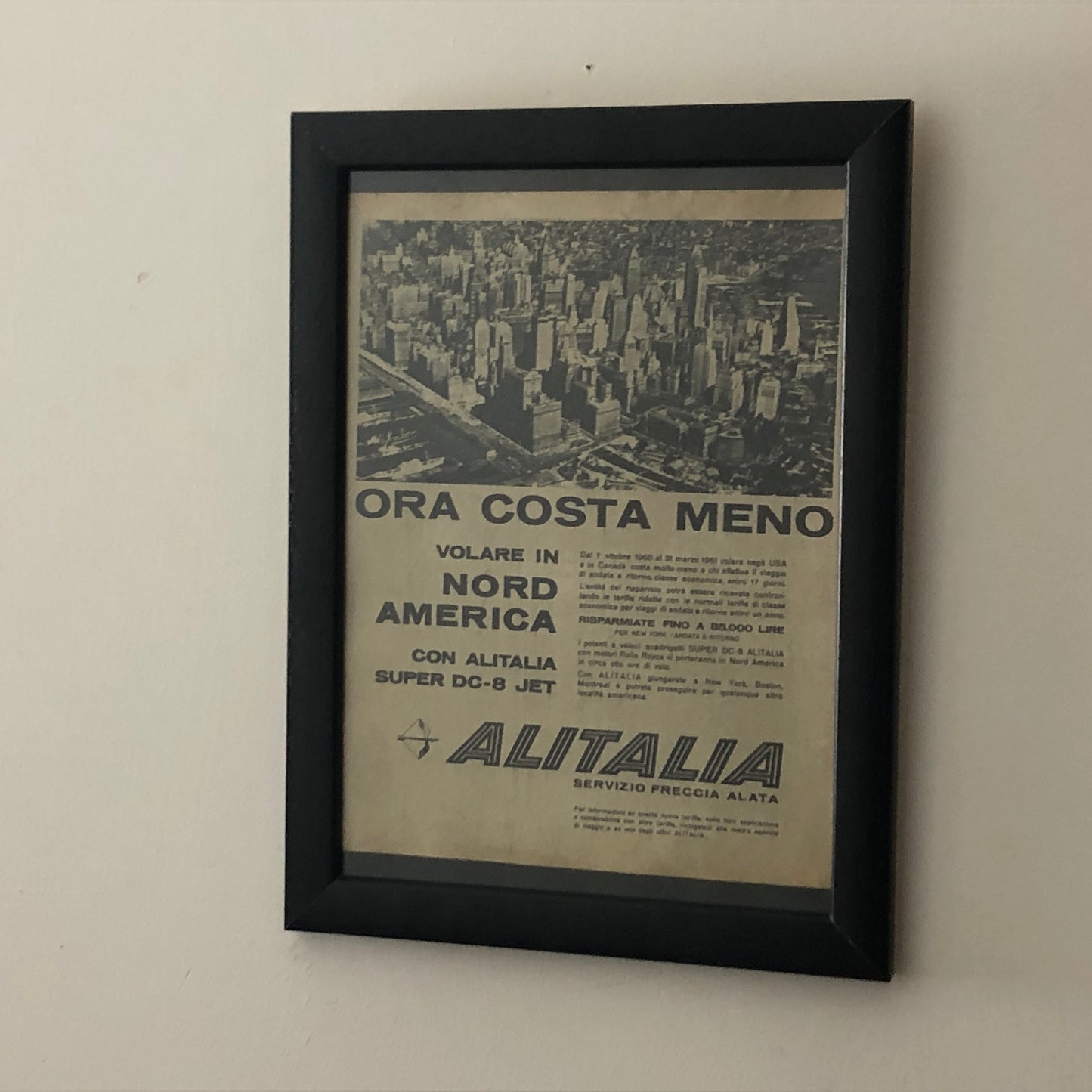 Alitalia, 1960 Advertising Alitalia Flying in North America with Caption in Italian.