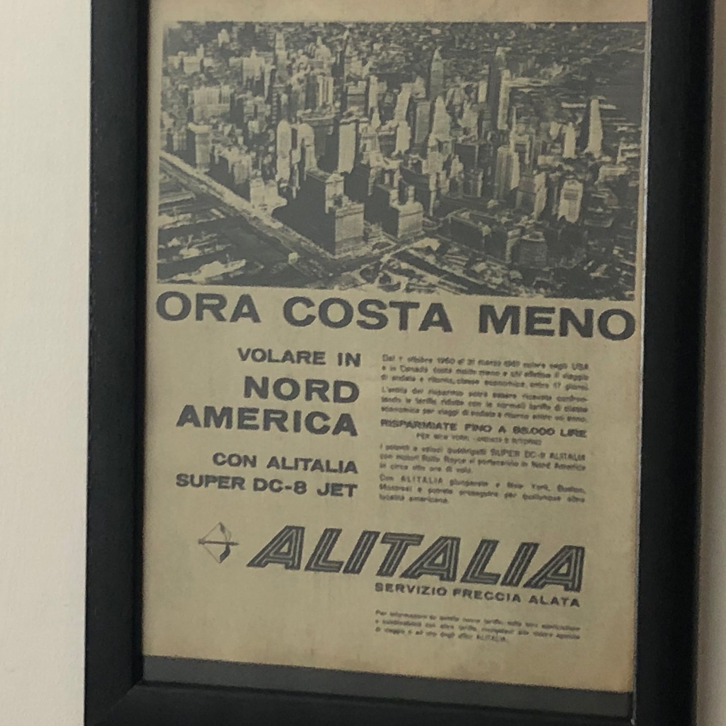 Alitalia, 1960 Advertising Alitalia Flying in North America with Caption in Italian.