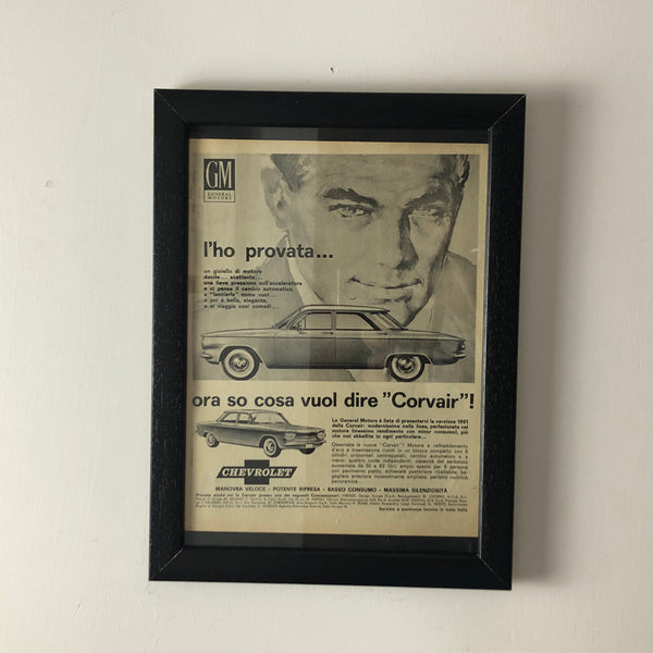Chevrolet, Advertisement Year 1960 Chevrolet Corvair with Caption in Italian