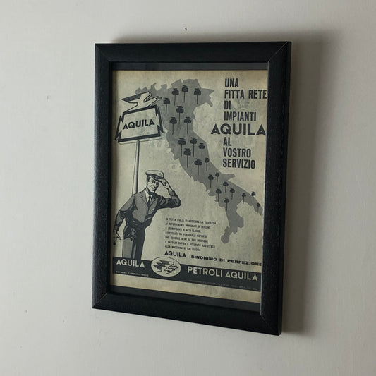 Aquila Raffineria Oli Minerali Trieste, Pubblicità Anno 1960 Rete Impianti Petroli Aquila in Italia