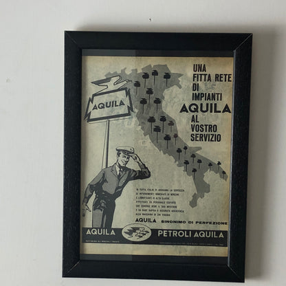 Aquila Raffineria Oli Minerali Trieste, Pubblicità Anno 1960 Rete Impianti Petroli Aquila in Italia - Raggi's Collectibles' Automotive Art