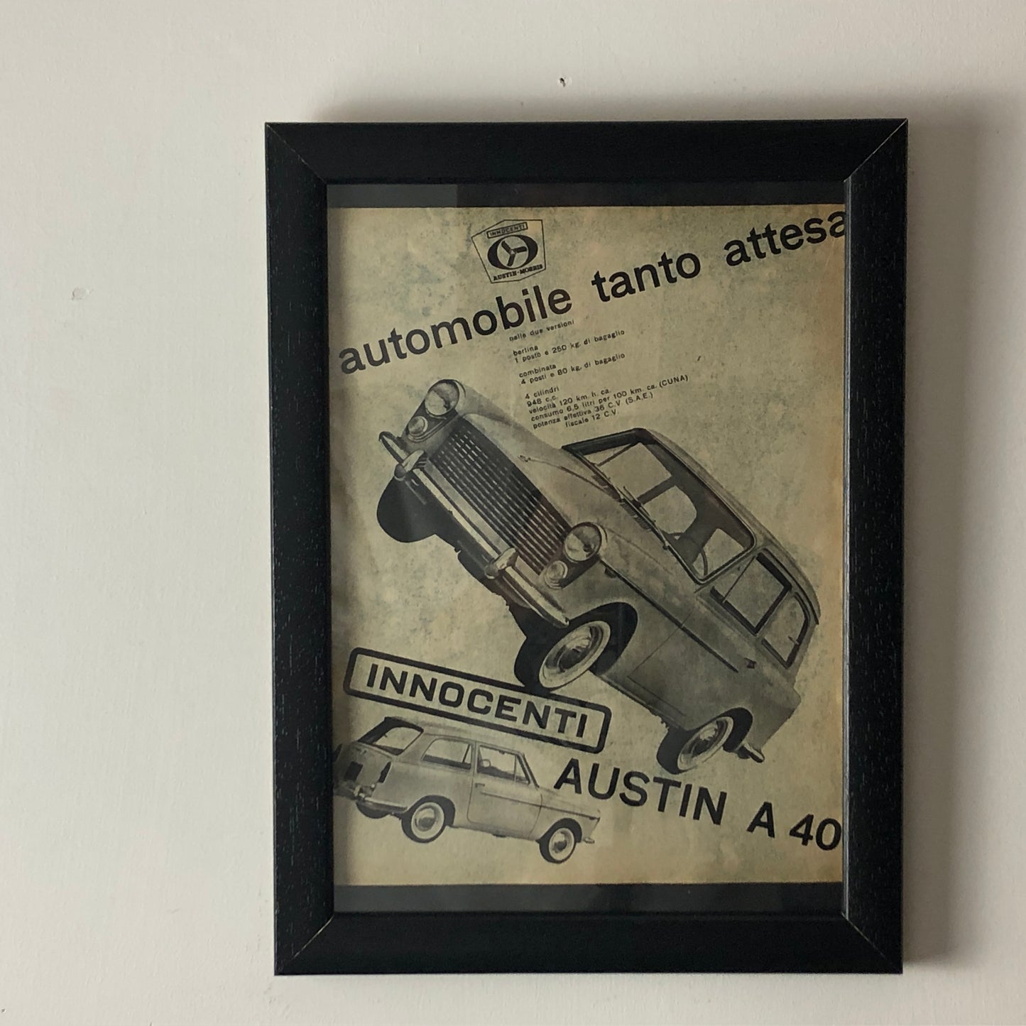 Innocenti Austin-Morris, Pubblicità Anno 1960 Innocenti Austin-Morris A40 Automobile Tanto Attesa