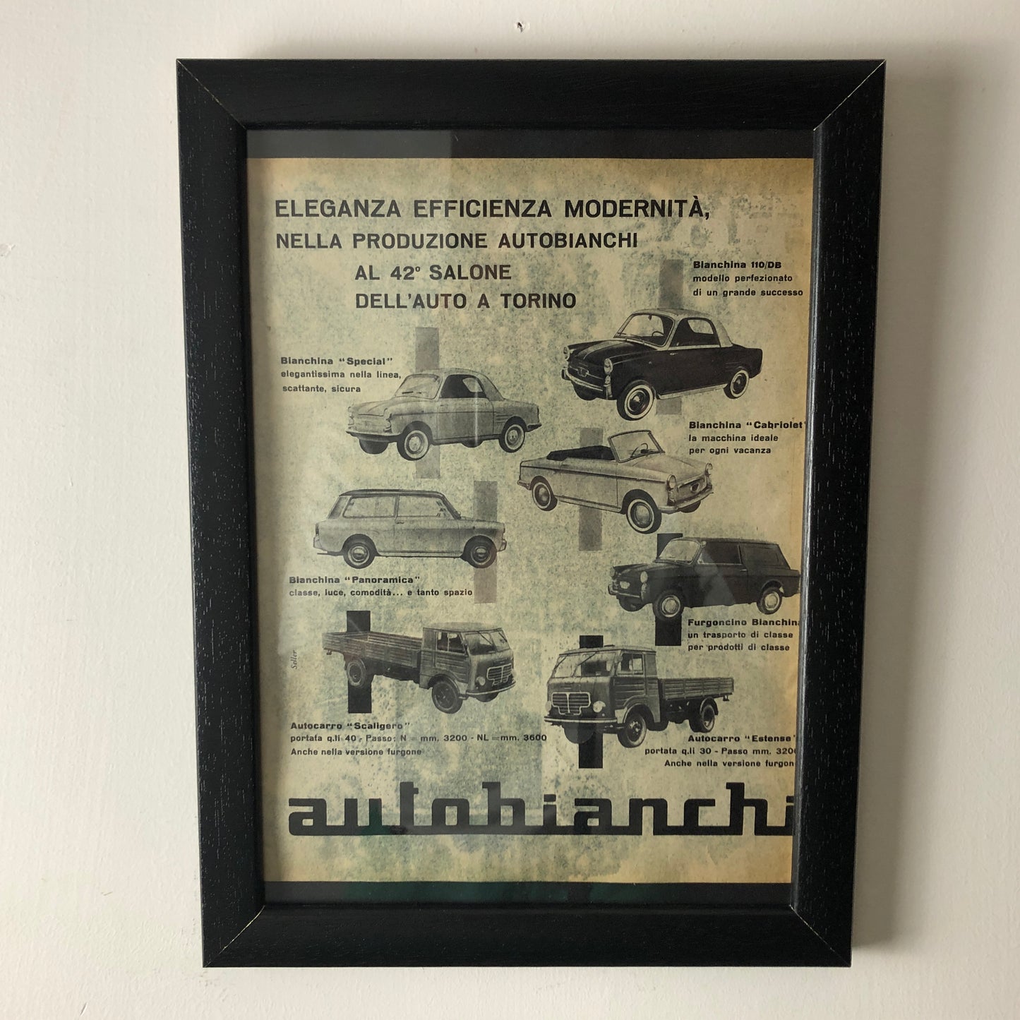 Autobianchi, Pubblicità Anno 1960 Gamma Autobianchi 42° Salone Auto di Torino