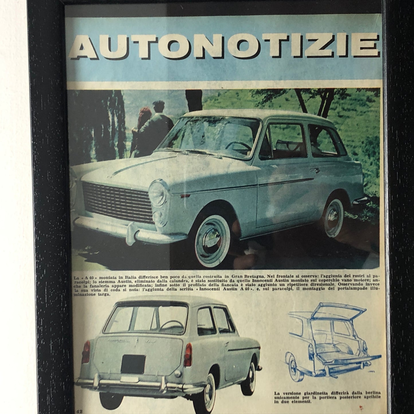 Innocenti, Advertising Year 1960 Innocenti Austin A40 with Caption in Italian