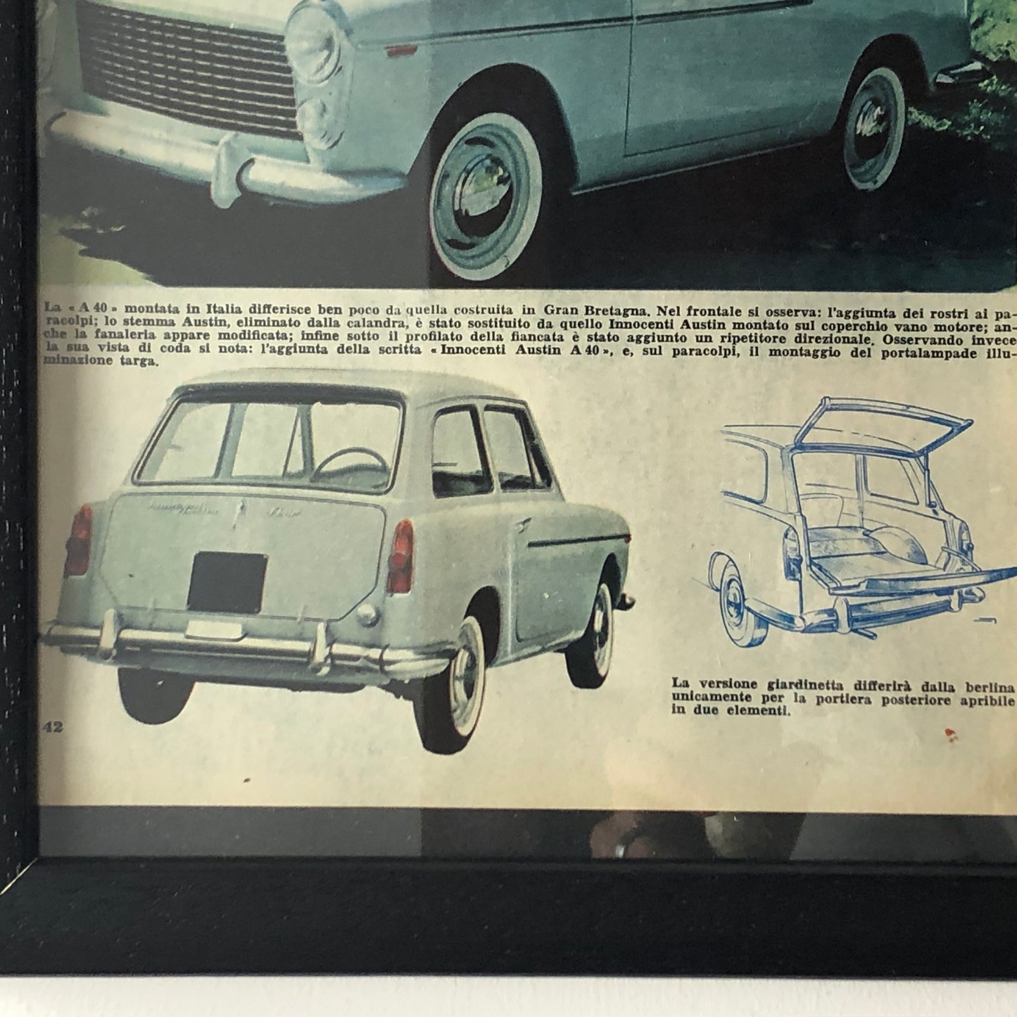 Innocenti, Pubblicità Anno 1960 Innocenti Austin A40 con Didascalia in Italiano