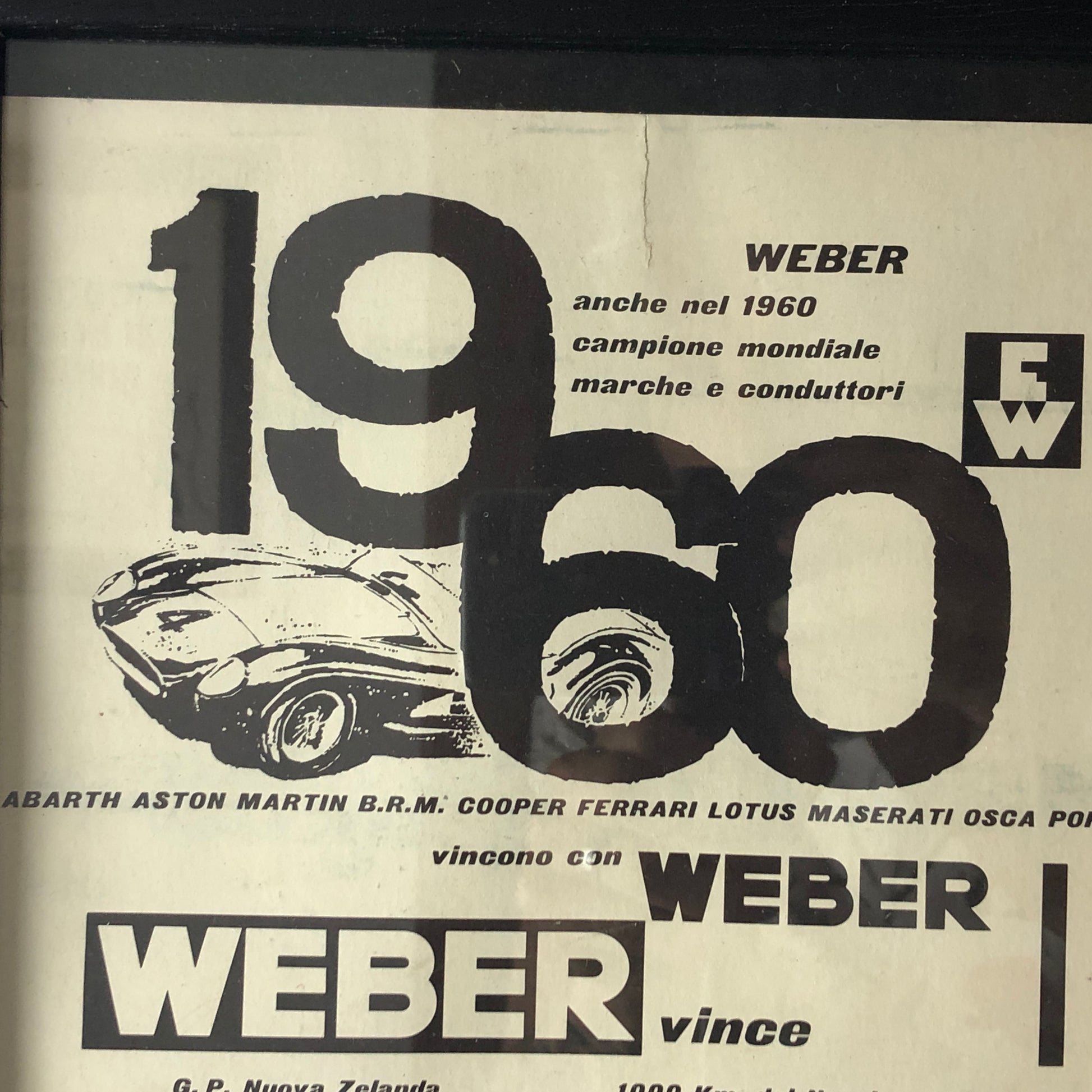 Weber, Pubblicità Anno 1960 Carburatori Weber Campione del Mondo Disegnata da Antonio de Giusti - Raggi's Collectibles' Automotive Art