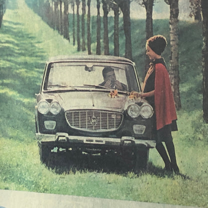 Lancia, Pubblicità Anno 1960 Lancia Flavia con Didascalia in Italiano - Raggi's Collectibles' Automotive Art