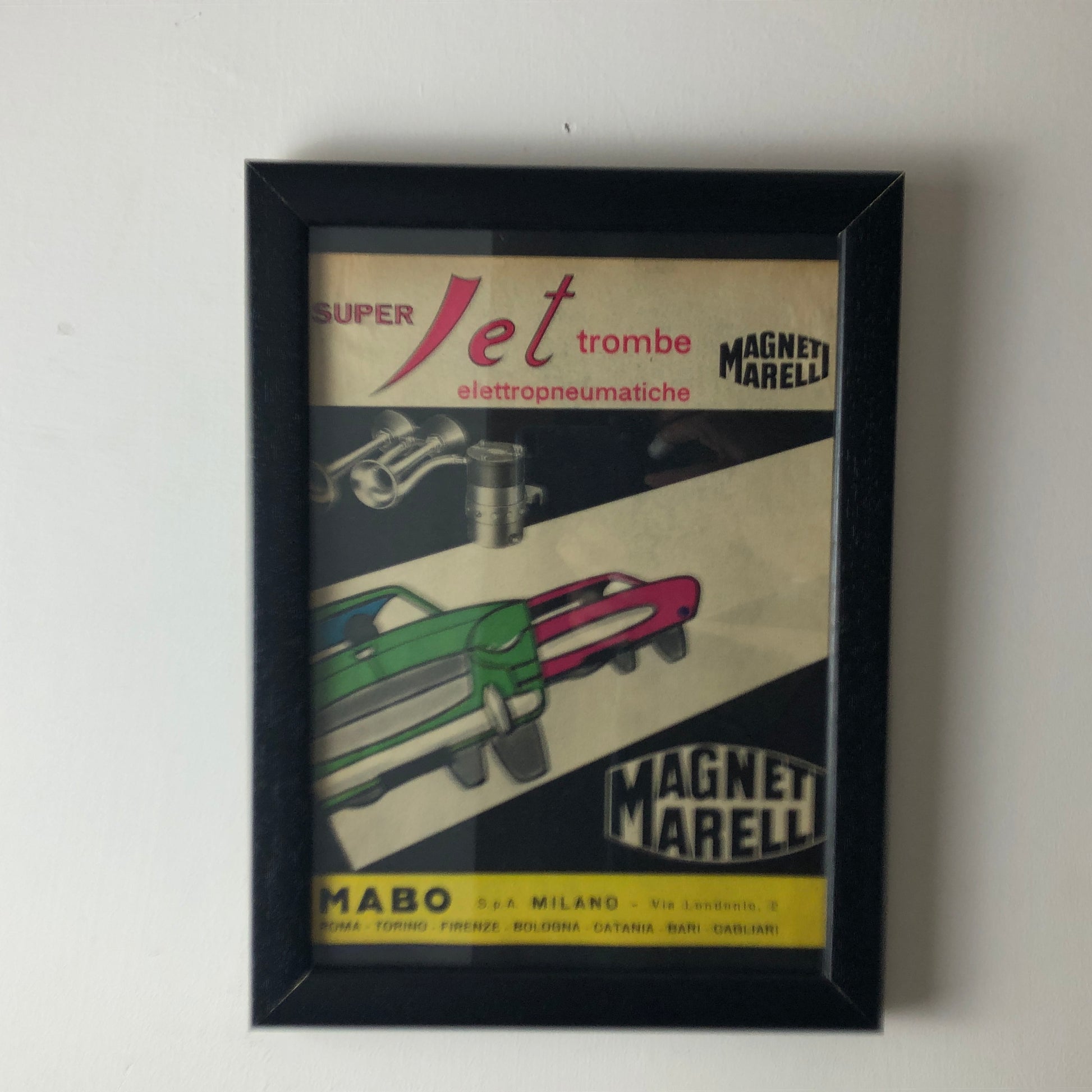 Magneti Marelli, Pubblicità Anno 1960 Magneti Marelli Super Jet Trombe Elettropneumatiche Disegnata dallo Studio Dalla Costa. - Raggi's Collectibles' Automotive Art