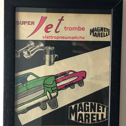 Magneti Marelli, Pubblicità Anno 1960 Magneti Marelli Super Jet Trombe Elettropneumatiche Disegnata dallo Studio Dalla Costa. - Raggi's Collectibles' Automotive Art