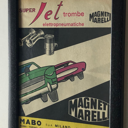 Magneti Marelli, Pubblicità Anno 1960 Magneti Marelli Super Jet Trombe Elettropneumatiche Disegnata dallo Studio Dalla Costa. - Raggi's Collectibles' Automotive Art