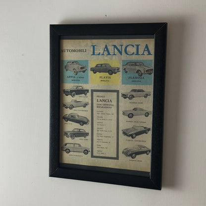 Lancia, Pubblicità Anno 1960 Gamma Lancia ed Elenco Filiali con Officina di Riparazioni - Raggi's Collectibles' Automotive Art