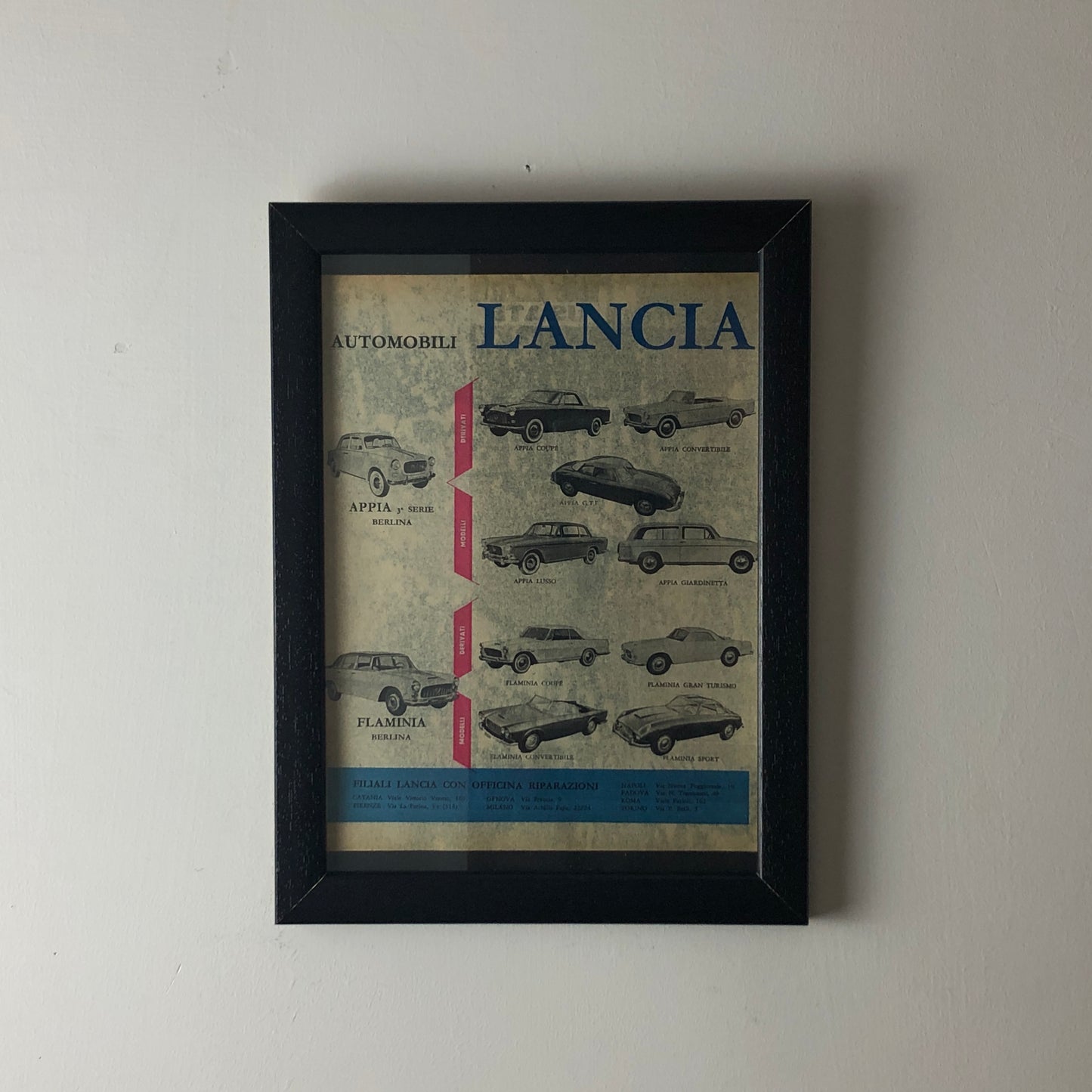 Lancia, Advertisement Year 1960 Lancia Range with Caption in Italian