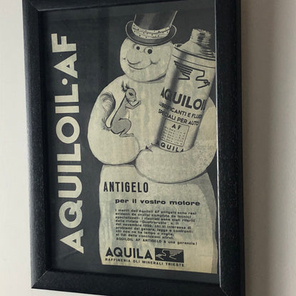 Aquila Raffineria Oli Minerali Trieste Pubblicità Anno 1960 Antigelo Aquiloil AF - Raggi's Collectibles' Automotive Art