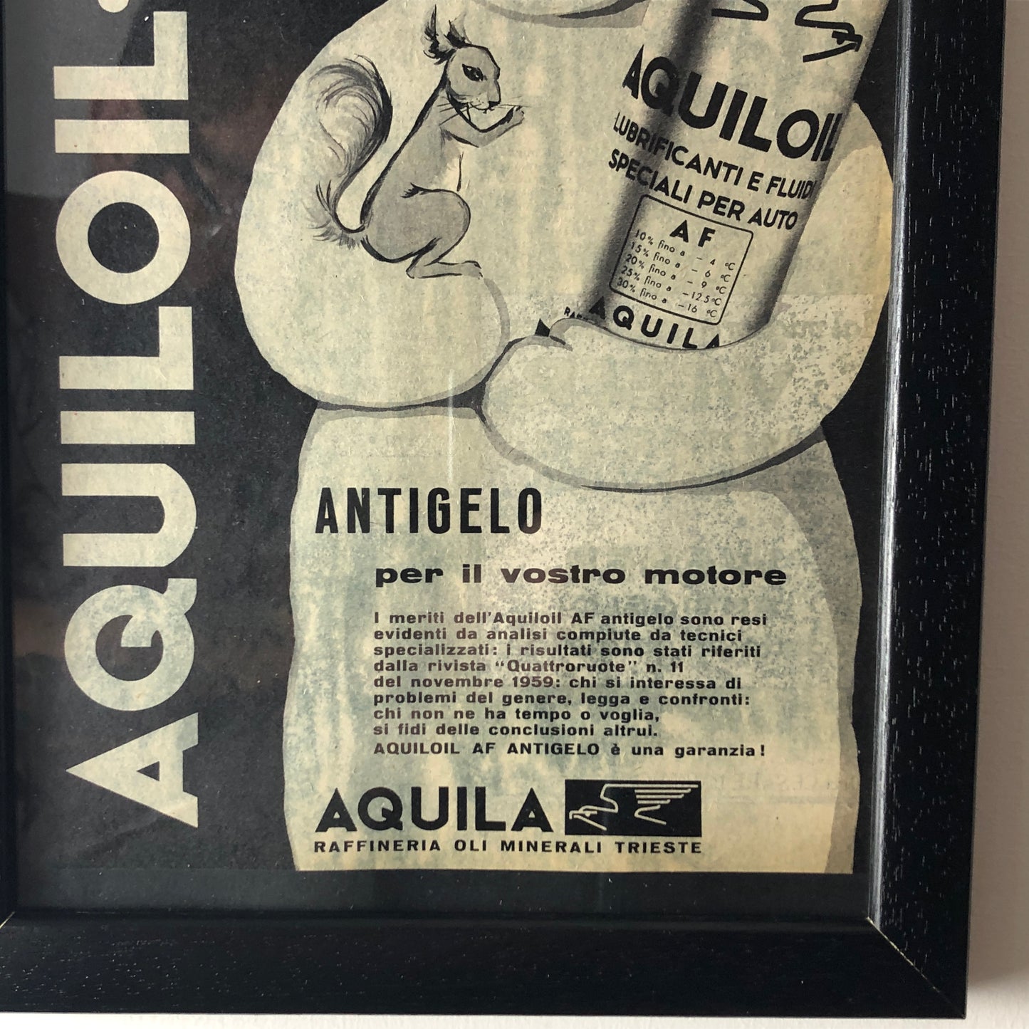 Aquila Raffineria Oli Minerali Trieste Pubblicità Anno 1960 Antigelo Aquiloil AF