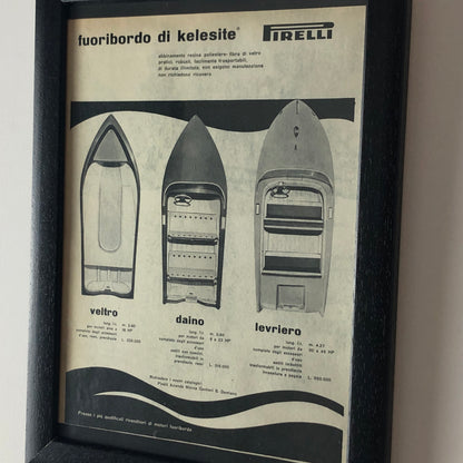 Pirelli, Pubblicità Anno 1960 Gamma Pirelli Fuoribordo di Kelesite con Listino Prezzi - Raggi's Collectibles' Automotive Art